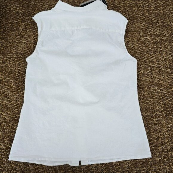 NEW French Connection Women's Blouse Size Medium White Aofie Linen Blend Twist - Picture 13 of 16